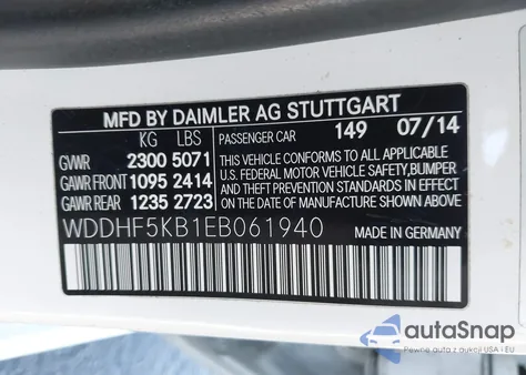 2014 Mercedes-Benz E 350 из США, поврежденный, VIN WDDHF5KB1EB061940